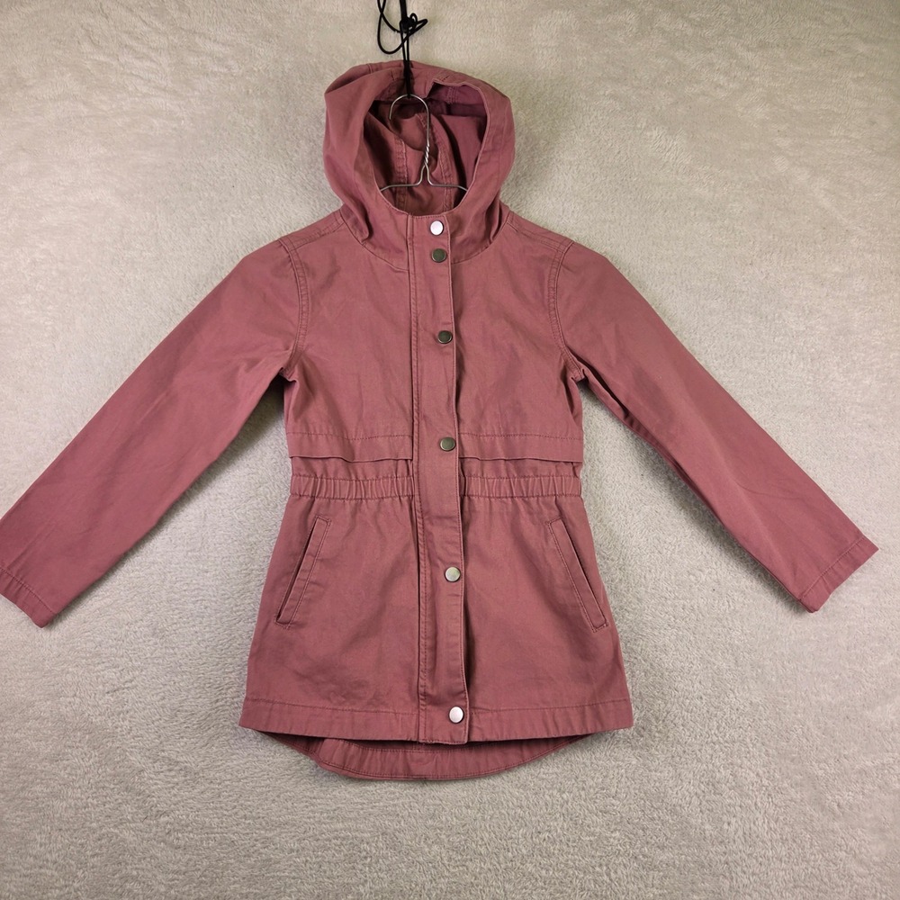 Birch & Stone Girls Pink Cotton Hooded Utility Anorak Jacket Size 6